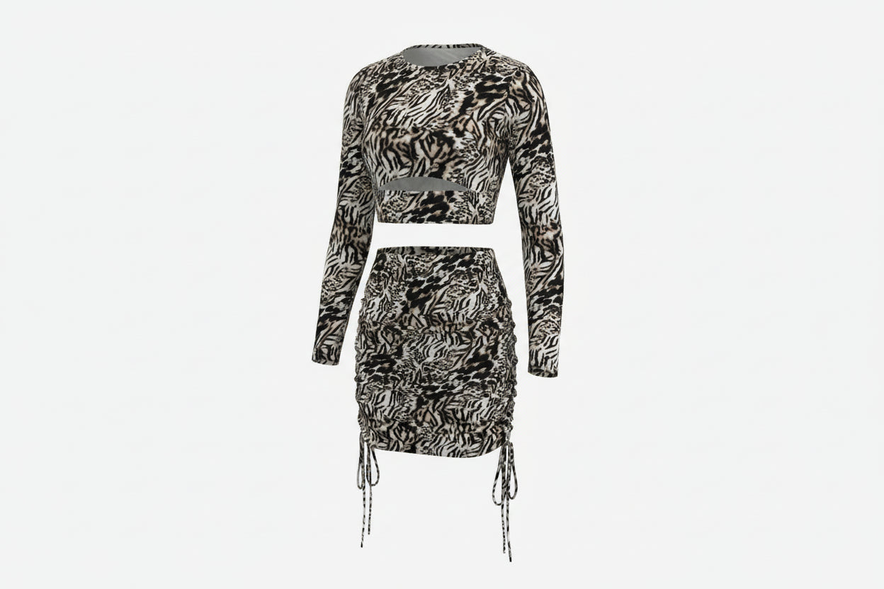 Wild Instinct Ruched Skirt Set