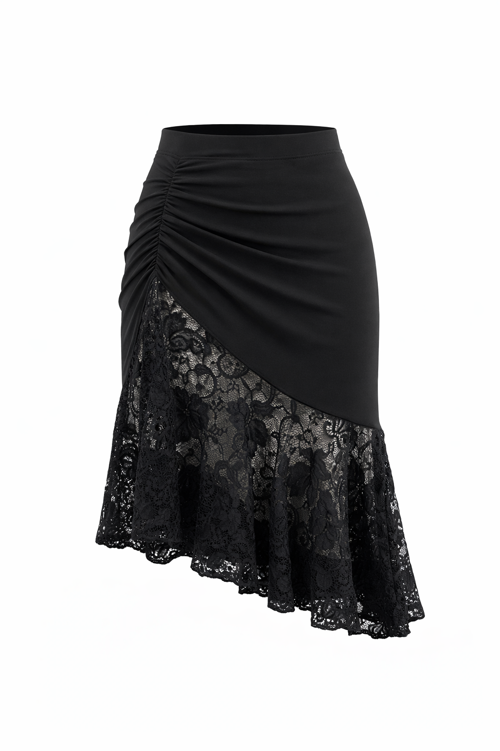 Cascade Ruched Lace Skirt